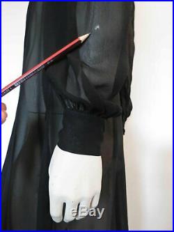Vintage 1930s Dress Sheer Black Silk Chiffon Dress With Pin Tucked Bodice