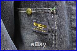 Vintage 1960's 1970's OshKosh Sanforized Denim Work Coat Chore Jacket. Lined