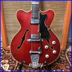 Vintage 1964 Hofner Verithin Red Bigsby Electric Guitar with Original Case Hessey