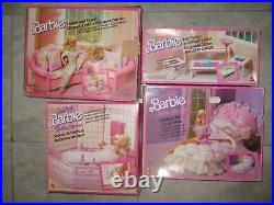 Vintage 1980 90s BARBIE Dollhouse Furniture Bed Bath Table Couch Box Sets USED