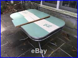 Vintage 50's Chrome 2 Tube Kitchen Table Turquoise Formica Mid Century Modern