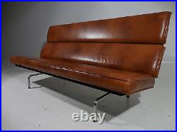 Vintage 50's Eames Herman Miller Leather Compact Sofa Mid 20th Century Modern