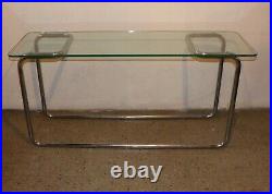 Vintage 60s Mid Century Modern MCM Glass Chrome Table Sofa Table Console Table