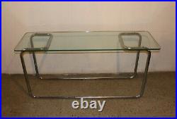 Vintage 60s Mid Century Modern MCM Glass Chrome Table Sofa Table Console Table