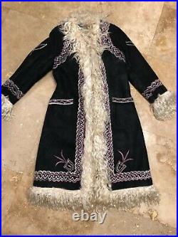 Vintage 70s Afghan Coat Jacket Sheepskin Embroidered Penny Lane Almost Famous