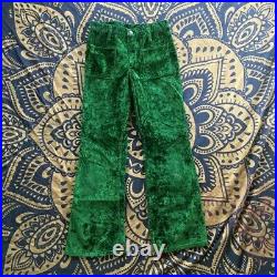 Vintage 70s Forest Green Velvet Flare Bell Bottom Pants by Wrangle Size S