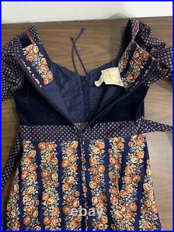 Vintage 70s Gunne Sax Boho Prairie corset Dress Floral Print Size 9 Velvet
