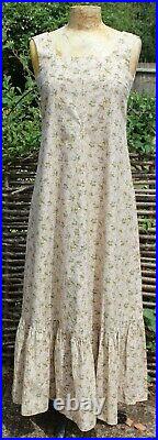 Vintage 70s Handmade Ditsy Floral Prairie Long Pinafore Maxi Dress Small UK 8