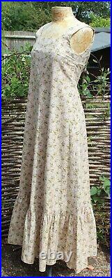Vintage 70s Handmade Ditsy Floral Prairie Long Pinafore Maxi Dress Small UK 8