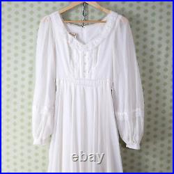 Vintage 70s gunne sax white maxi dress sheer gauze lace prairie boho wedding vtg