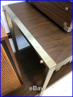 Vintage 70s mid century modern rolling record plant stand end table shelf cart
