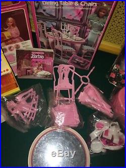 Vintage A-Frame Barbie Dream House With Dolls, Furniture, And A Lot More ++