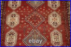 Vintage Abadeh Geometric Area Rug 6x10 Hand-Knotted Wool Red Carpet