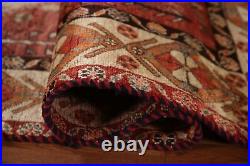 Vintage Abadeh Geometric Area Rug 6x10 Hand-Knotted Wool Red Carpet