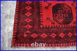 Vintage Afghan tribal Filpai handmade wool rug 3.8 x 5.10 ft