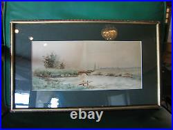 Vintage Antique Early to Mid 20th Cent. Eva West Signed Watercolor of Landscape