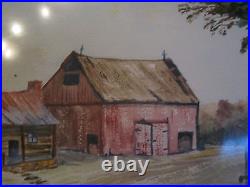 Vintage Antique Ethel C Signed Watercolor Painting of Cabin & Barn