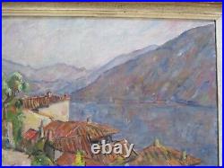 Vintage Antique Impressionist Oil Painting Signed Mystery Italy Lago Maggiore