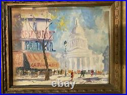 Vintage Antique Impressionistic Cityscape Oil Painting On Board