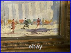 Vintage Antique Impressionistic Cityscape Oil Painting On Board