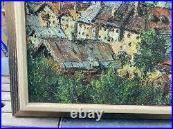 Vintage Antique Impressionistic Cityscape Signed Oil Painting On Canvas