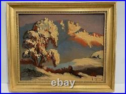 Vintage Antique Oil Signed Impressionist Mountain Landscape Painting Possibly CA