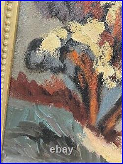 Vintage Antique Oil Signed Impressionist Mountain Landscape Painting Possibly CA