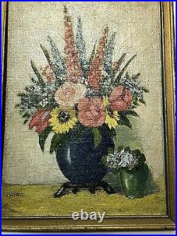 Vintage Antique Original Flowers In Vase Painting Nell Witters Listed artist art