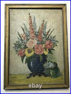 Vintage Antique Original Flowers In Vase Painting Nell Witters Listed artist art