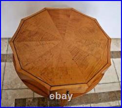 Vintage Baker furniture Table Decagon Scalloped Round design satin wood drawer