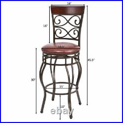 Vintage Bar Stools Swivel Padded Seat Bistro Dining Kitchen Pub Chair- Set of 2