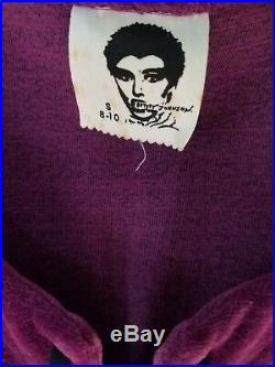 Vintage Betsey Johnson Punk Label Velour Lace Up Mutton Sleeve Top