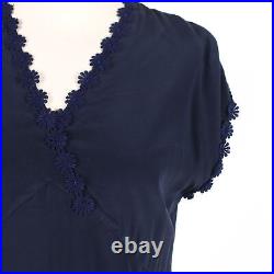 Vintage Blue Silk Dress US Size 8 Italy 1990s