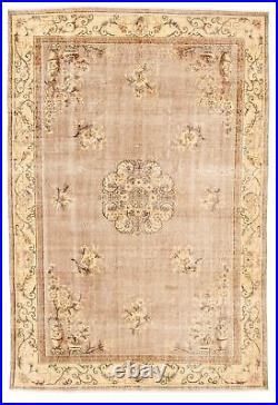 Vintage Bordered Hand-Knotted Carpet 6'11 x 10'0 Traditional Wool Rug