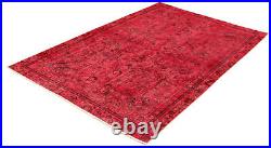 Vintage Bordered Hand-Knotted Carpet 7'0 x 10'1 Traditional Wool Rug