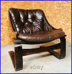 Vintage Danish MID Century Lounge Chair In Coco Leather And Rosewood (1)