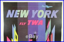 Vintage David Klein TWA New York Times Square Poster 1960's, Original