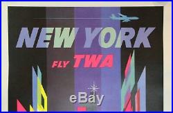 Vintage David Klein TWA New York Times Square Poster 1960's, Original