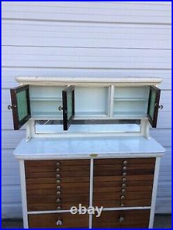 Vintage Dental Cabinet By American Cabinet Company With Green Glass Doors