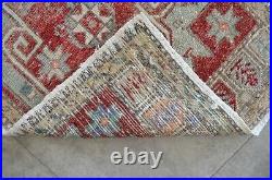 Vintage Distressed Small Area Rug Hand Knotted Oushak Rugs Yastik -1.10 x 4.6 ft