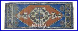 Vintage Distressed Small Area Rug Hand Knotted Oushak Rugs Yastik 1'6 x 3'10