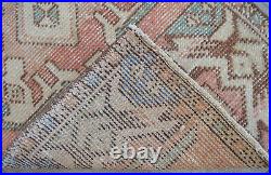 Vintage Distressed Small Area Rug Hand Knotted Oushak Rugs Yastik 1'7x2'10