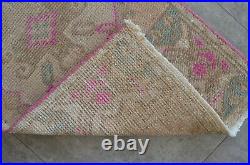 Vintage Distressed Small Area Rug Hand Knotted Turkish Rugs Yastik -1'6 x 3