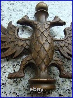 Vintage Double Headed Eagle Banner Emblem Imperial Russian Pommel Rare Old 19th