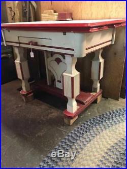 Vintage Enamel Top Mid Century Kitchen Table Red & White