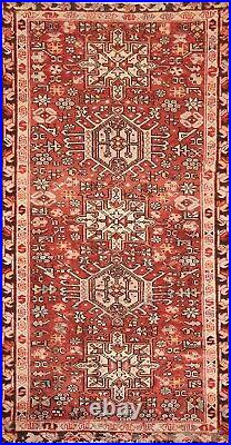 Vintage Geometric Gharajeh Tribal Area Rug 3'x6' Wool Hand-knotted Nomad Carpet