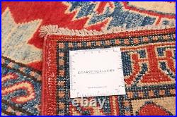 Vintage Geometric Hand-Knotted Carpet 7'1 x 10'5 Traditional Wool Rug