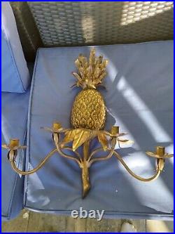 Vintage Gold Gilt Pineapple 4 Candle Italian Style Wall Sconce- by Global Views