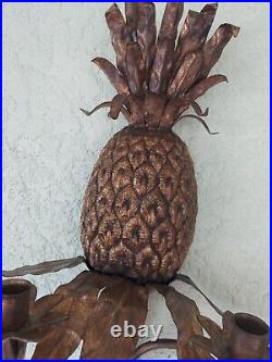Vintage Gold Gilt Pineapple 4 Candle Italian Style Wall Sconce- by Global Views