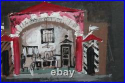 Vintage Gouache Painting Interior Stage